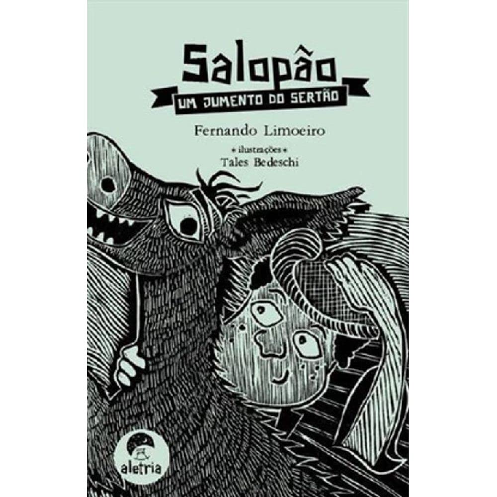 Salopão: um Jumento do Sertão Capa do livro com desenho preto e branco de jumento e criança, texto Salopão UM JUMENTO DO SERTÃO e autores.