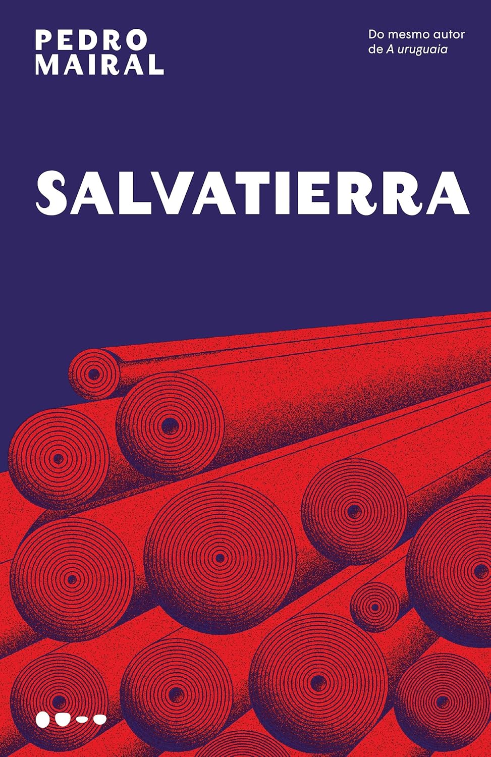 Salvatierra Capa de livro com troncos vermelhos e texto branco em fundo azul