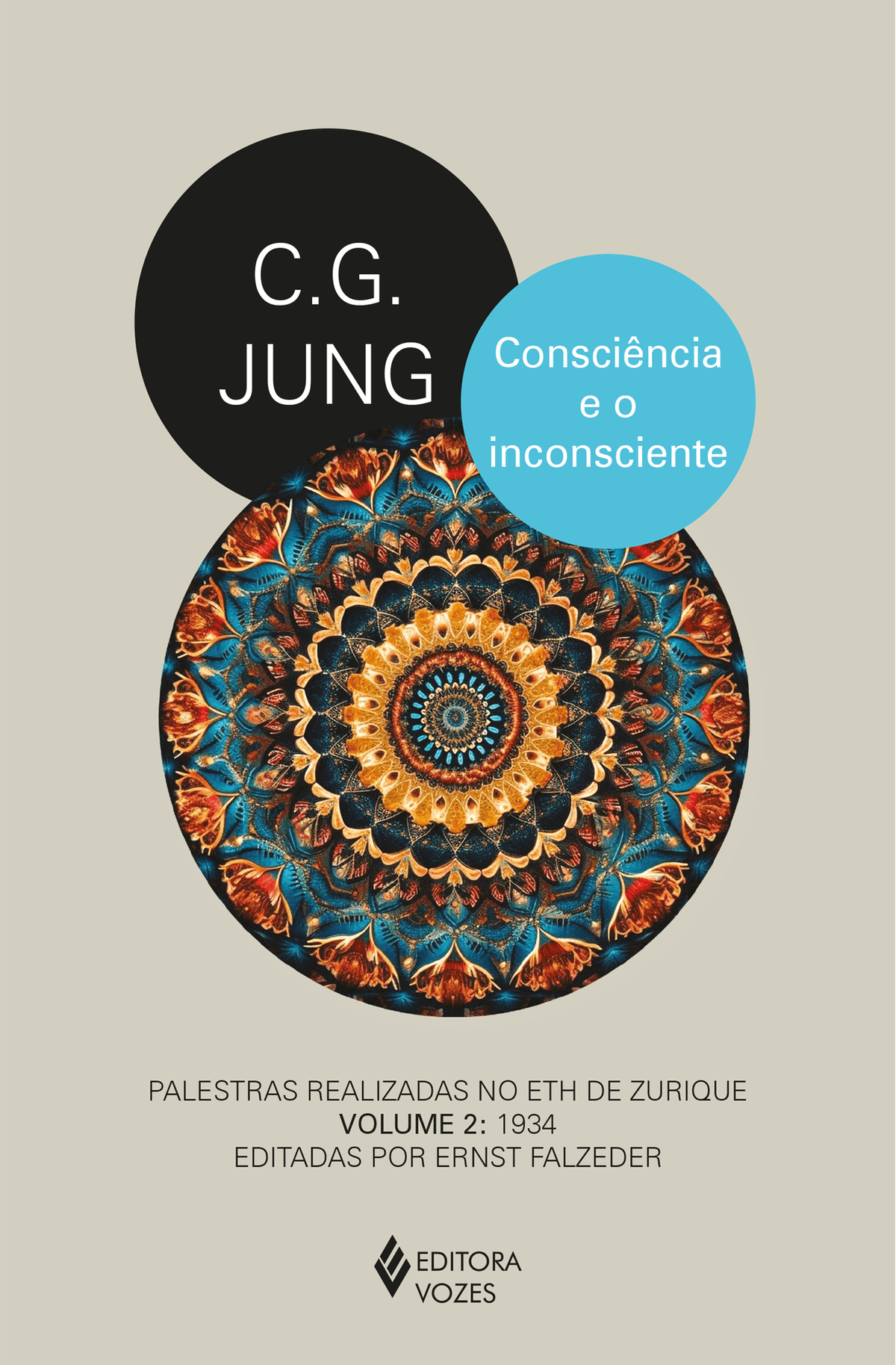 Consciência e o Inconsciente Capa de livro com círculos decorativos e texto em português