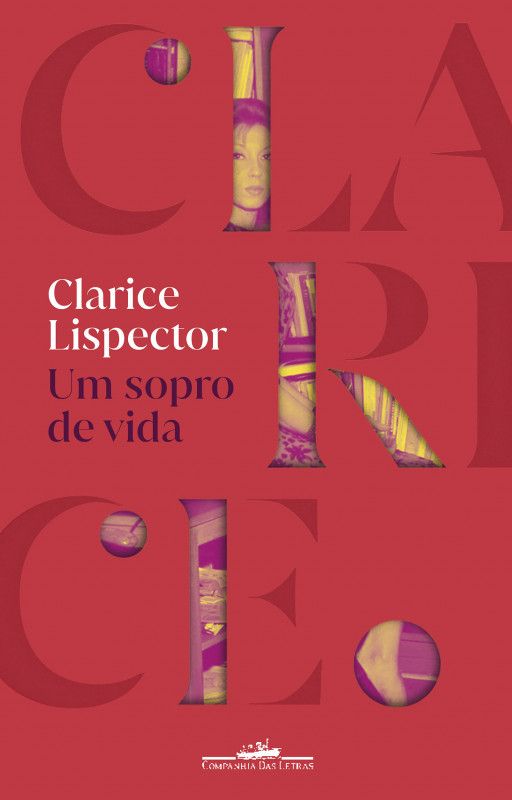 Um Sopro de Vida Capa de livro com título e autora em fundo vermelho e letras grandes semi-transparentes