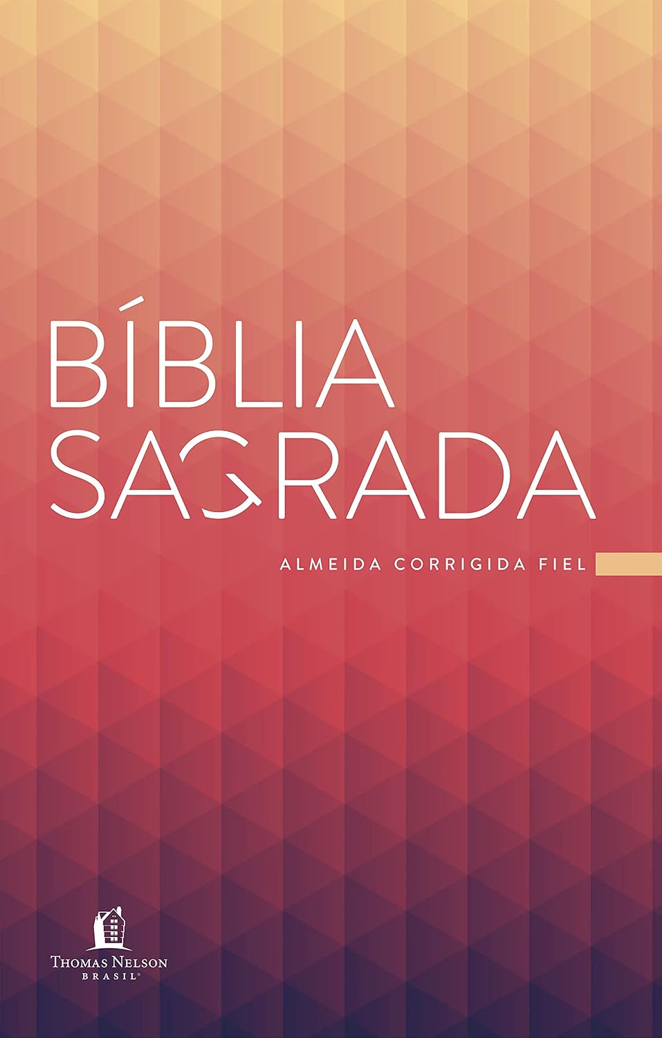 Bíblia - Almeida Corrigida Fiel Capa de Bíblia Sagrada com cores vermelho e bege e texto branco.