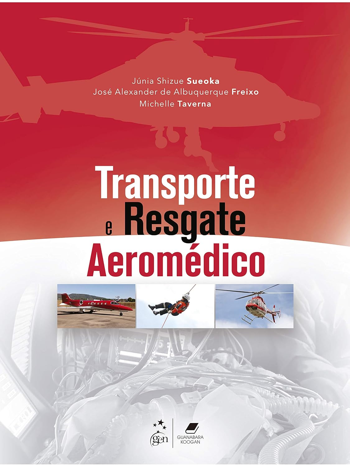 Transporte e Resgate Aeromédico Capa do livro Transporte e Resgate Aeromédico com imagens de avião e helicóptero