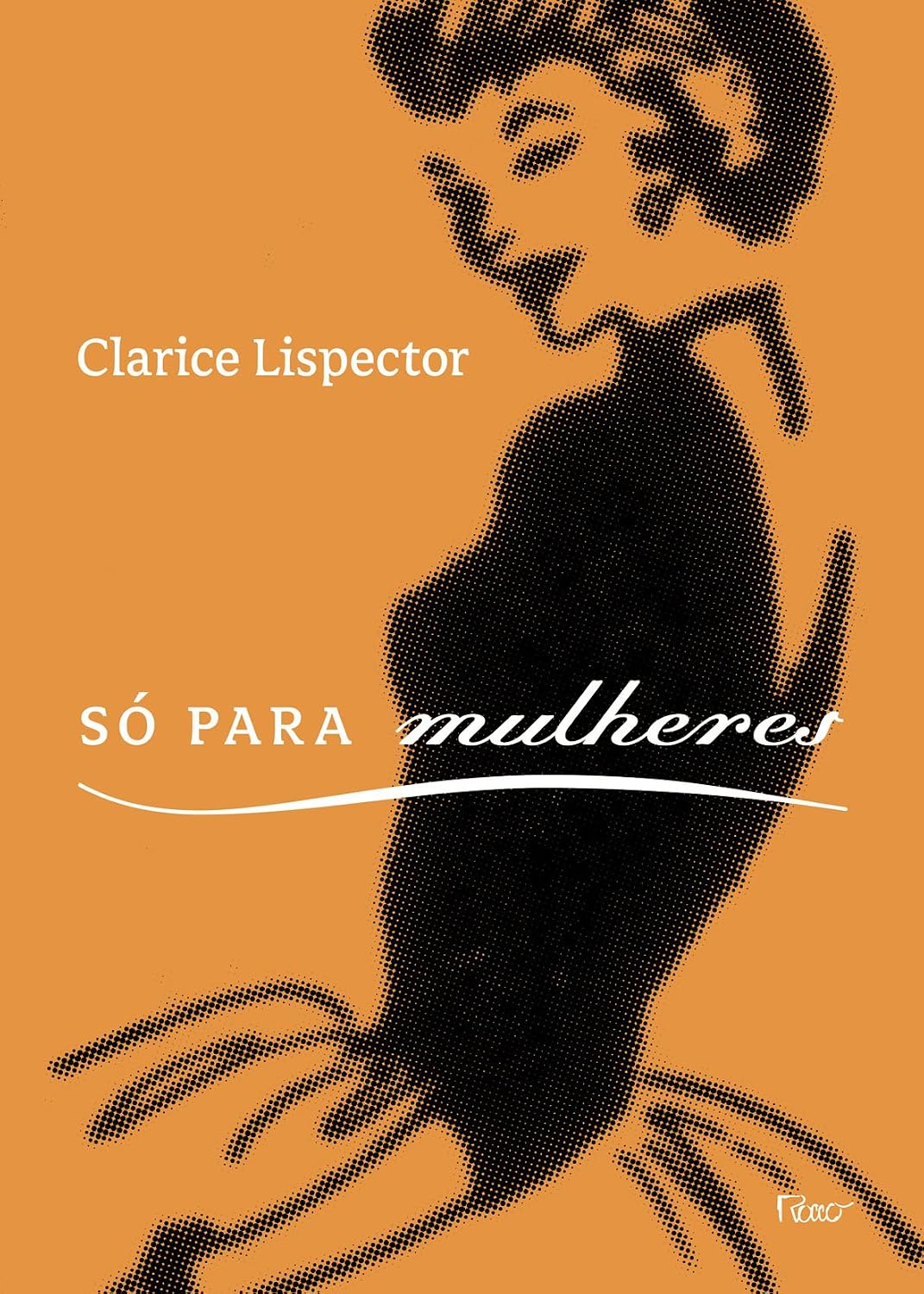 Só para Mulheres Capa de livro laranja com ilustração pontilhada de mulher e texto em branco