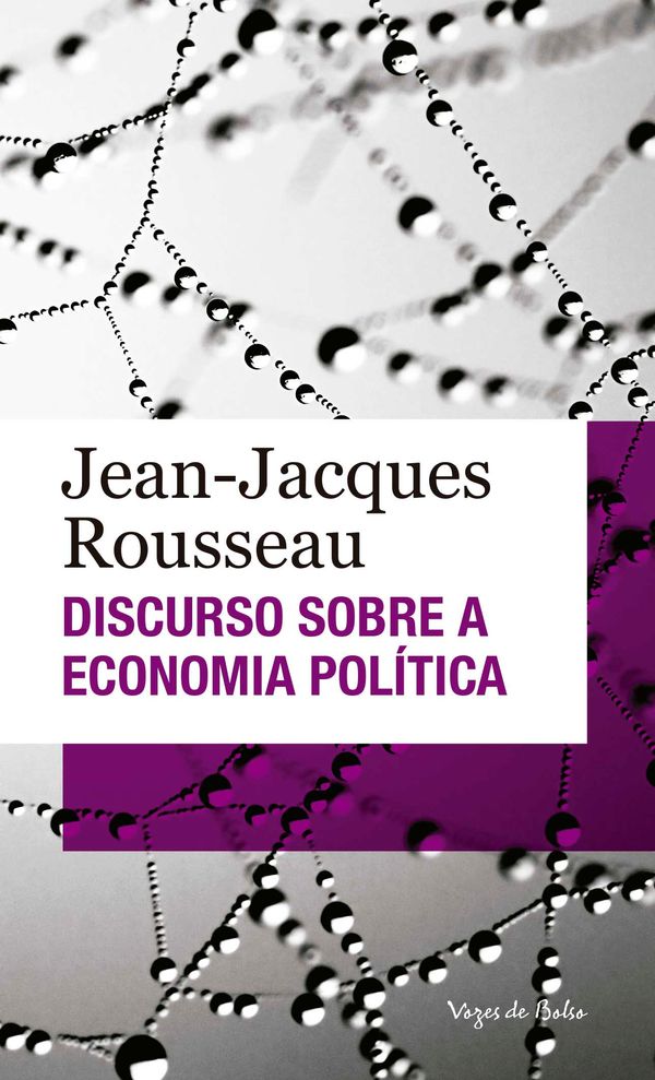 Discurso sobre a Economia Política Capa do livro Discurso sobre a Economia Política de Jean-Jacques Rousseau com padrão de gotas de água