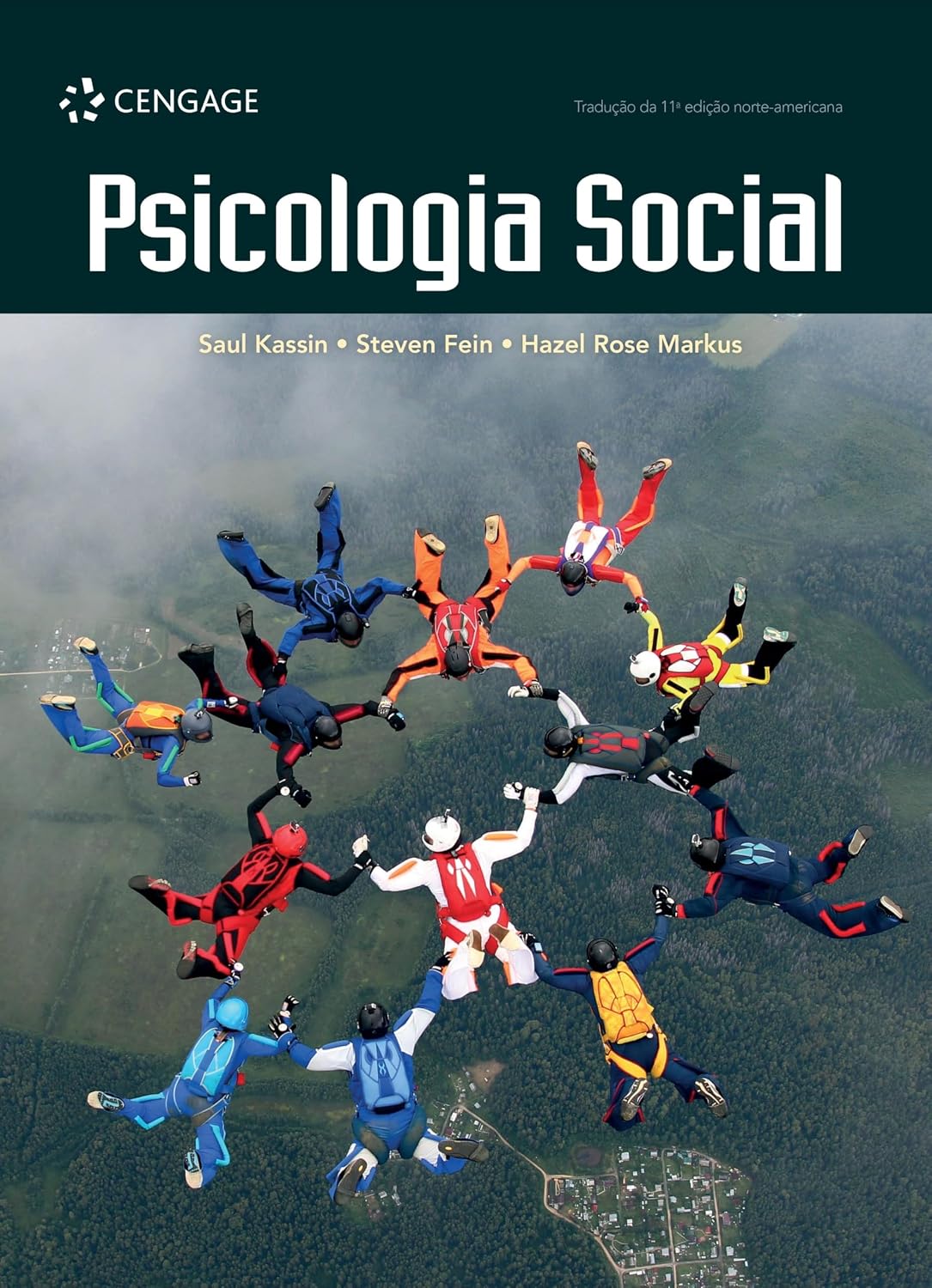 Psicologia social Livro Psicologia Social com imagem de paraquedistas em formação circular no ar.