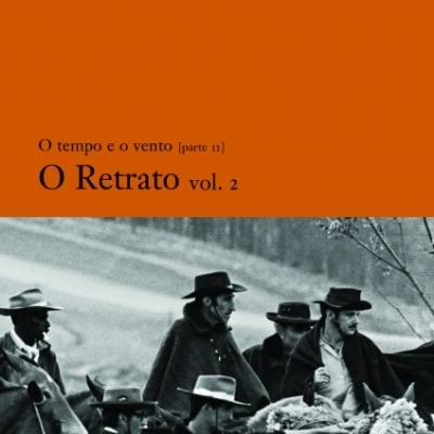 Capa do livro O Retrato vol. 2 de Erico Verissimo com imagem de homens de chapéu em cenário rural