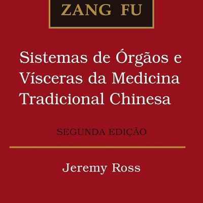 Capa de livro vermelha com texto e caracteres chineses para medicina tradicional chinesa.
