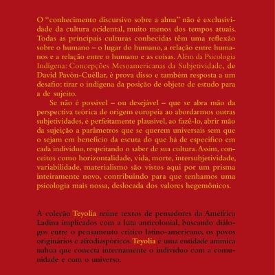Contracapa de livro com texto em amarelo e preto sobre fundo vermelho e código de barras