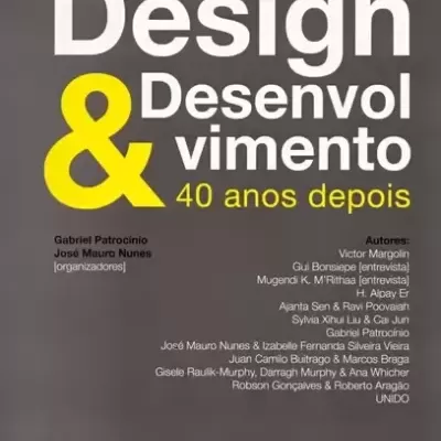 Capa de livro em fundo cinzento com texto branco e amarelo sobre design e desenvolvimento