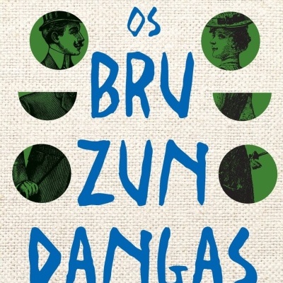 Capa do livro Os Bruzundangas de Lima Barreto com texto colorido e círculos ilustrados
