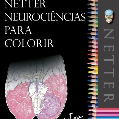 Capa de livro de neurociências para colorir com lápis e ilustração anatómica