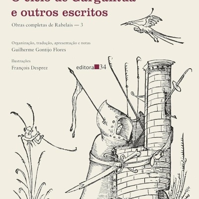 Capa do livro O ciclo de Gargântua e outros escritos com ilustrações a preto e branco