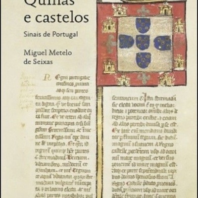 Página de livro com bordão heráldico e texto em português antigo