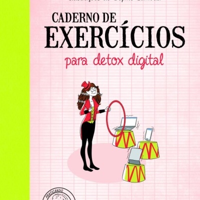 Capa de caderno de exercícios para detox digital com ilustração e texto