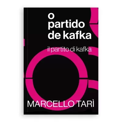 Capa de livro preta com texto branco e rosa e círculos rosa grandes