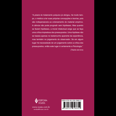 Capa traseira rosa escura de livro com texto em português, código de barras e informações da editora Vozes
