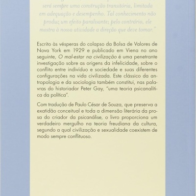 Parte de trás de livro com texto e código de barras