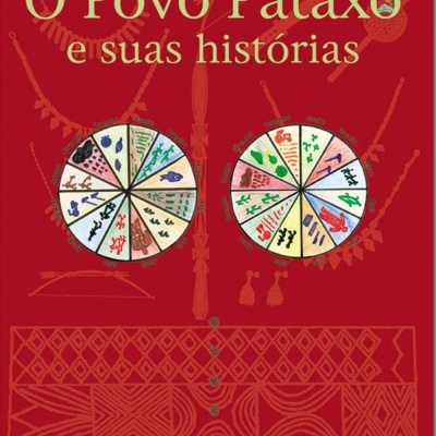 Capa de livro vermelha com título O Povo Pataxó e suas histórias e padrões coloridos