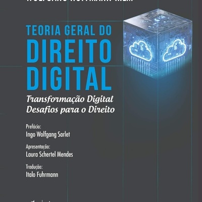 Capa de livro TEORIA GERAL DO DIREITO DIGITAL com ícone de nuvem azul em cubo iluminado