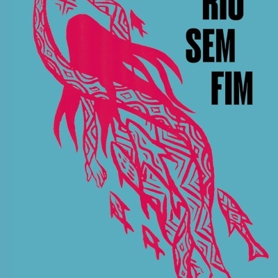 Capa do livro Um Rio Sem Fim com figura humana vermelha estilizada em fundo azul.