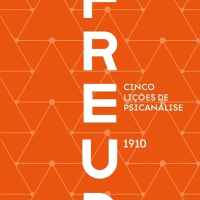 Capa de livro laranja com texto branco FREUD CINCO LIÇÕES DE PSICANÁLISE 1910