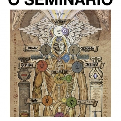 Capa do livro O SEMINÁRIO de Jacques Lacan com ilustração simbólica e texto