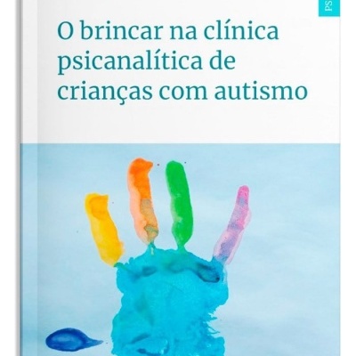 Capa de livro branco com título em azul e impressão colorida de mão