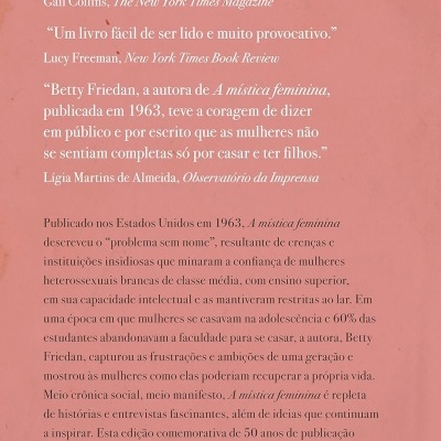 Capa traseira de livro cor de rosa com texto em português e código de barras
