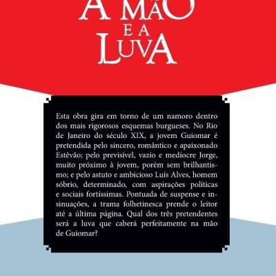 Capa de livro A Mão e a Luva de Machado de Assis com texto, logotipos e código de barras