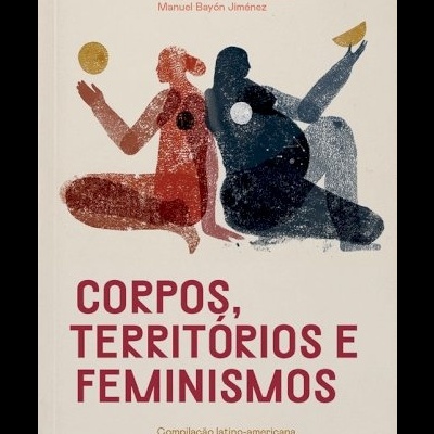 Capa de livro com ilustrações de duas figuras femininas estilizadas em vermelho e azul escuro e texto em vermelho e dourado