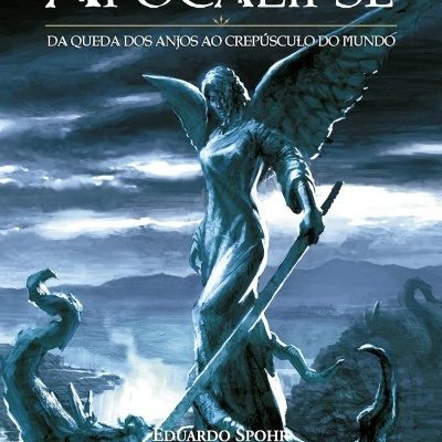 Capa de livro A Batalha do Apocalipse com ilustração de anjo e espada