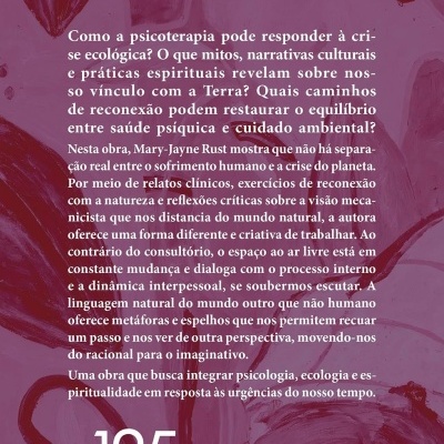 Parte de trás de um livro roxo com texto em português e código de barras