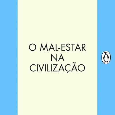 Capa do livro O MAL-ESTAR NA CIVILIZAÇÃO de Sigmund Freud com design azul e branco e logótipo do pinguim.