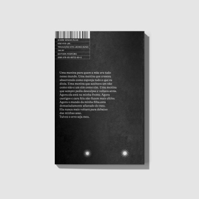 Capa de livro preta com texto branco e duas estrelas brancas pequenas na parte inferior