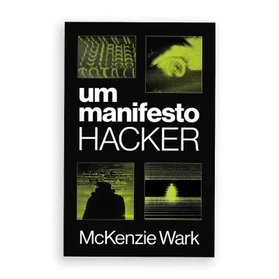 Capa de livro preta com texto e imagens pixelizadas amarelas.