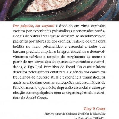 Contra-capa de livro com texto, imagem abstrata colorida e logótipo da editora Blucher