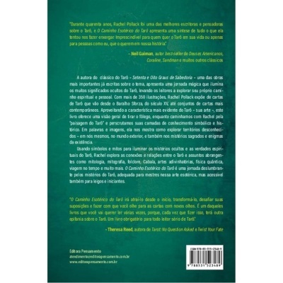 Contracapa de livro verde com texto em português e código de barras
