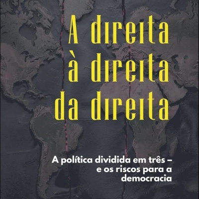 Capa de livro do autor João Gabriel de Lima com mapa-múndi em relevo cinzento, fissuras e texto amarelo e branco.