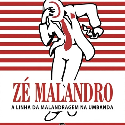 Capa de livro com ilustração e texto sobre Zé Malandro na Umbanda