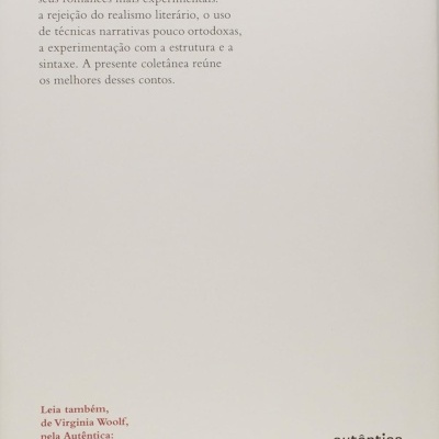 Contra-capa de livro com texto em português sobre Virginia Woolf e código ISBN na parte inferior