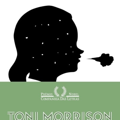 Capa do livro RECITATIF de TONI MORRISON com fundo verde e silhueta preta de rosto a soprar