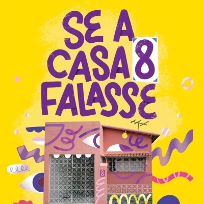 Capa do livro Se a Casa 8 Falasse com uma casa rosa desenhada e fundo amarelo.