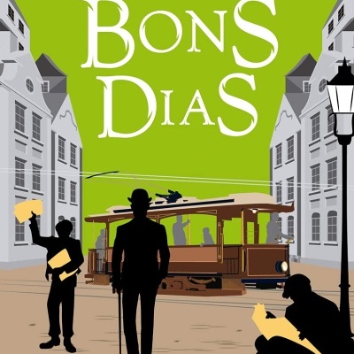 Capa de livro Bons Dias de Machado de Assis com figuras silhuetadas e elétrico