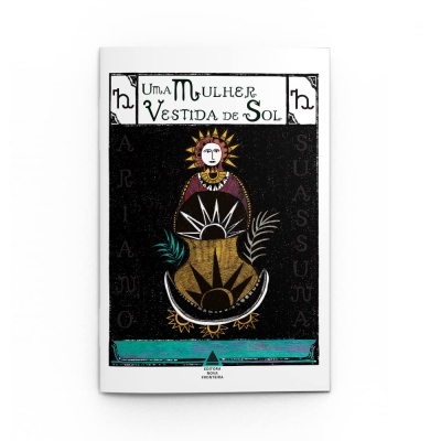 Capa de livro Uma Mulher Vestida de Sol com ilustração colorida