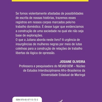 Capa de livro roxa com texto amarelo e branco e código de barras.