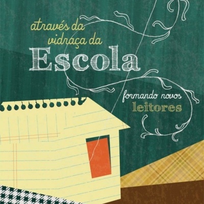 Capa de livro com ilustração de casa, pipa e texto em fundo verde-escuro