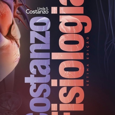 Capa de livro de fisiologia com coração e textos Costanzo.Fisiologia e SÉTIMA EDIÇÃO