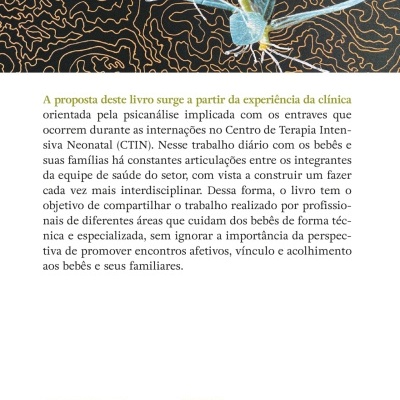 Contracapa de livro com ilustração de inseto azul e texto explicativo sobre psicoterapia