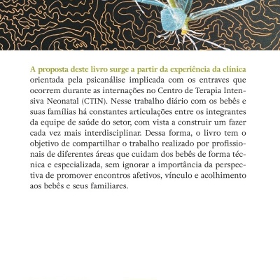 Contra-capa de livro com padrão abstracto e insectos azuis