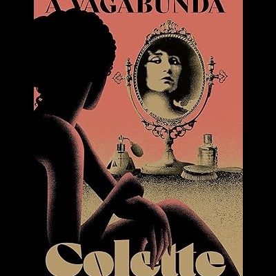 Capa de livro A Vagabunda com figura sentada e espelho com retrato de mulher